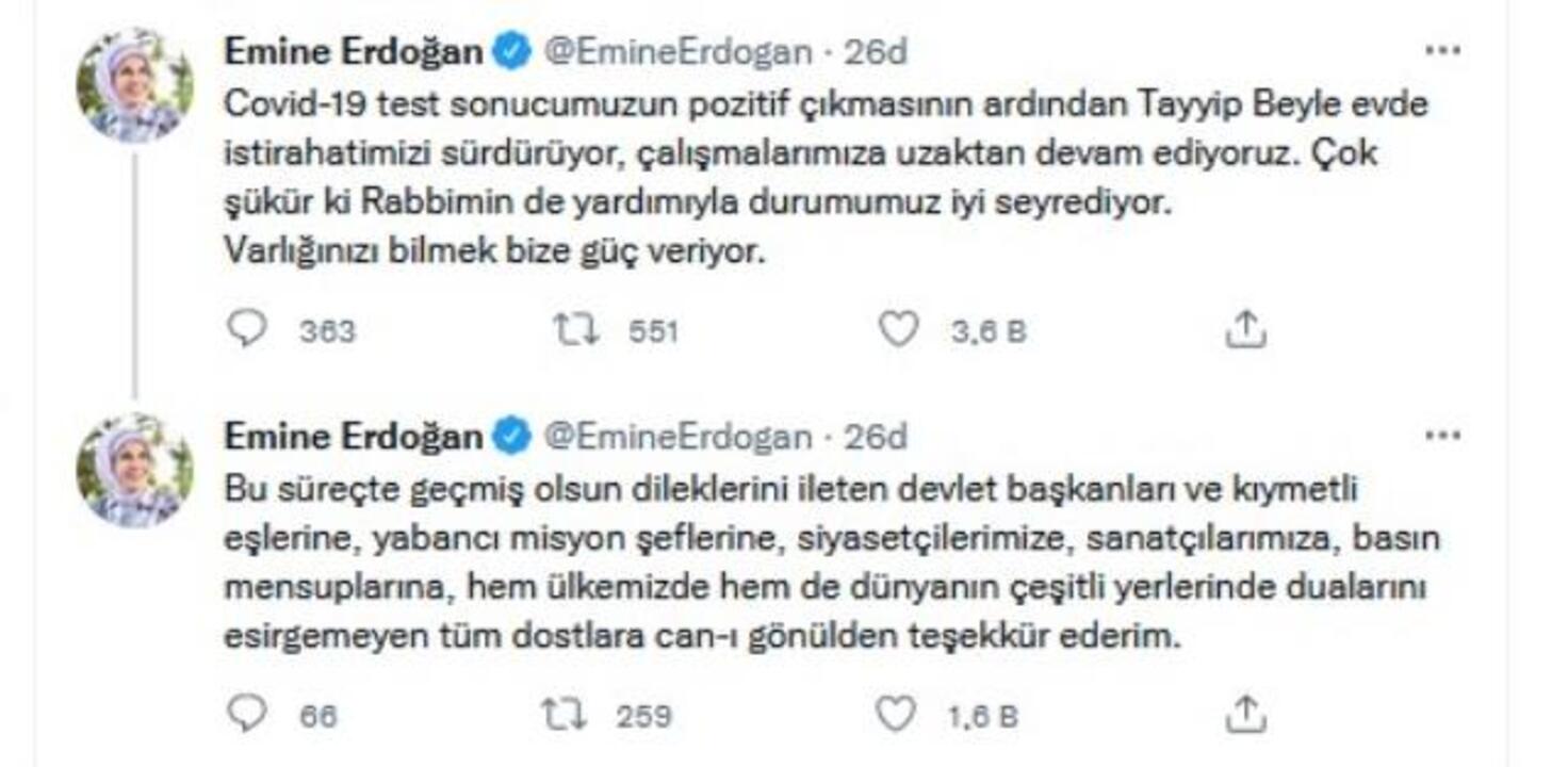 Erdoğan çiftinin sağlık durumları nasıl? Emine Erdoğan açıkladı..